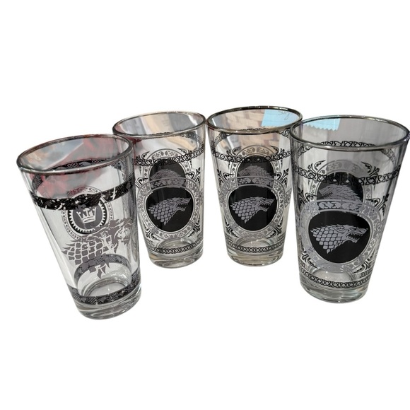 Game of Thrones Tumbler Black Seawolf Crown Drinking Glasses 6 inches lot of 4 - Picture 2 of 9